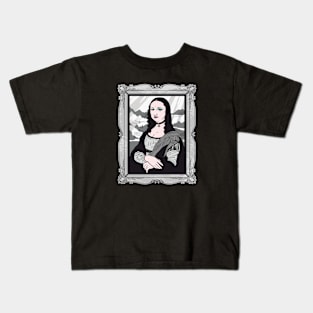 Funny Goth Mona Lisa | Da Vinci Parody Kids T-Shirt